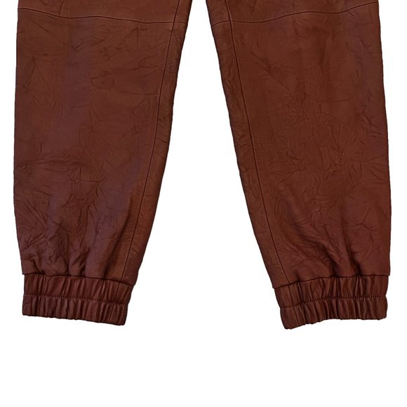 Like new VERONICA BEARD Wasia Brown Lamb Leather Cropped Joggers Size 6 - Picture 9 of 14